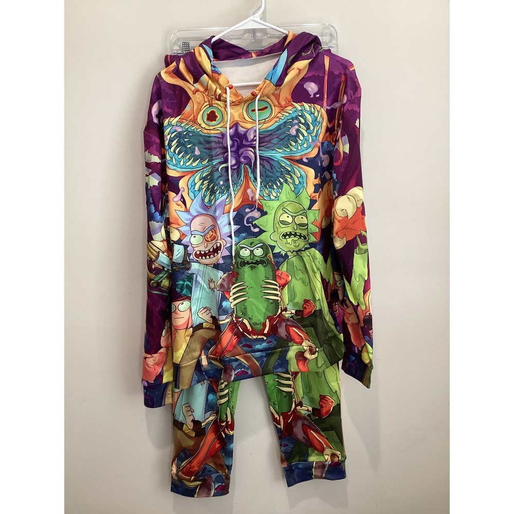 Rick and Morty Mens 2 Piece Hoodie and Joggers Set Pickle Rick All Over Print